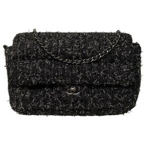 **CHANEL** Tweed Flap Bag Metallic and Sequin with Dust Bag